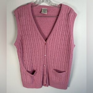 Vintage Allison Daley Pink Cable Knit Sweater Vest. Size Petite Medium
